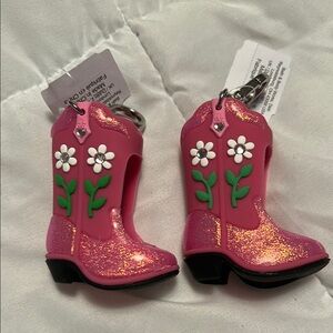 Pink Glitter Cowboy Boot Keychain anti bac holder bundle of two new unused